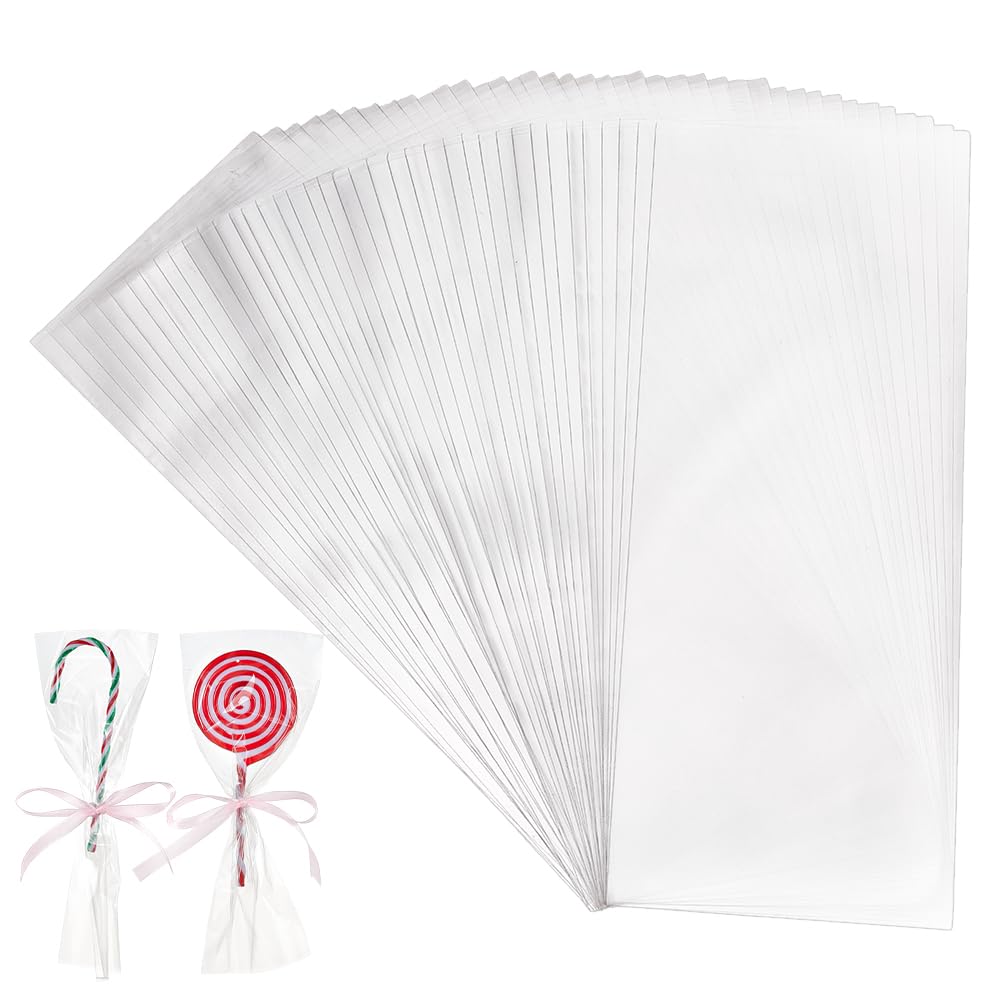 PH PandaHall 200pcs 9x4 Inch Cellophane Clear Bags Treat Bags Long Gift Wrapping Bag for Candy Cookies Sweet Wedding Party Valentine's Day Exhibition Small Business