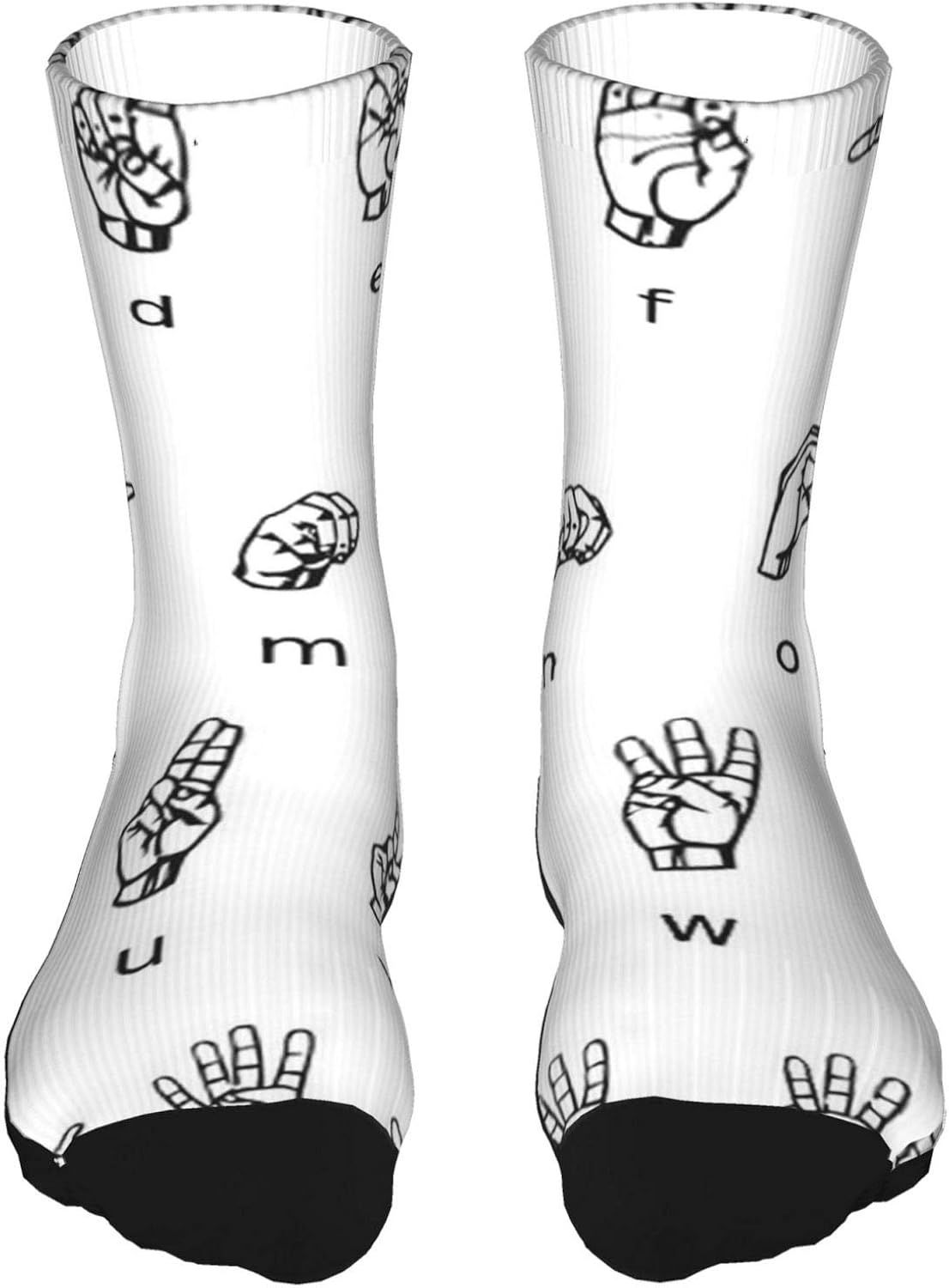 Adult'S Socks Sign Language Alphabet Crew Socks Breathable Elastic Unisex Socks For