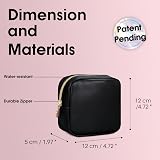 Wandering Nature Small Makeup Bag Vegan Leather, Black, 12x5x12 cm view 3