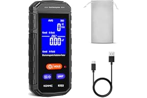 KENMIC EMF Meter - Rechargeable Handheld Electromagnetic Field Detector with Digital LCD - Ideal for Home, Office, Outdoors, 