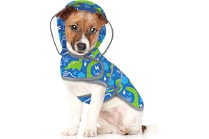 HDE Dog Raincoat with Clear Hood Rain Jacket Poncho for Small Medium Large Dogs Dinosaurs - M