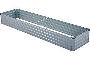 zizin Large Raised Garden Bed Kit 6x1.5x1FT Outdoor Rustproof Bottomless Metal Planter Box for Vegetables Flower Herb, Grey