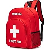 PAXLAMB Red First Aid Bag Empty First Aid Backpack Empty Medical Storage Bag for First Aid Kits Pack Emergency Hiking Backpacking Camping Cycling Travel Car (15.7 * 11.8 * 5.9")