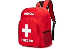 PAXLamb Red Emergency Bag First Aid Backpack Empty Medical Treatment First Responder Trauma Bags for Hiking Riding Outdoors C