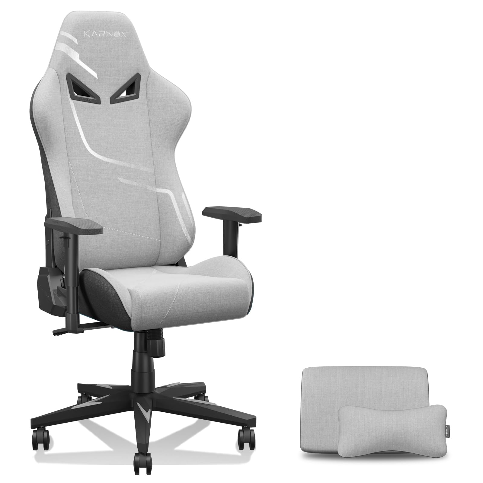 KORNOX Gaming Chair Fabric Ergonomic for Adults, Office Chair High Back,Desk Chair Racing,Task Chair Cloth Adjustable Swivel,Game Chair with Headrest and Lumbar Support for Teens,Silver Grey
