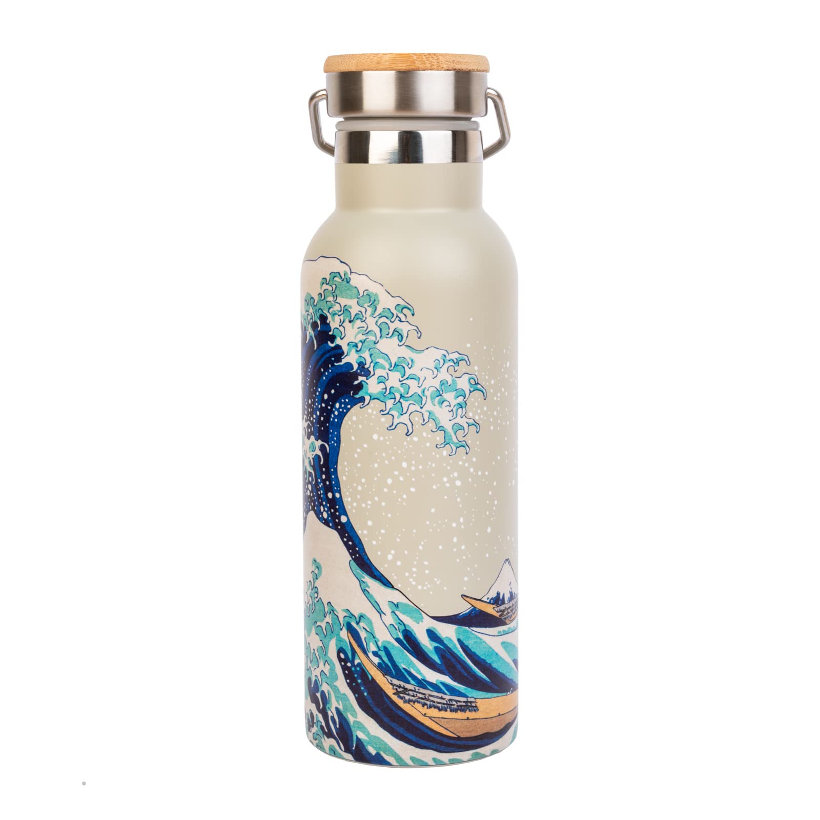 Grupo Erik Metal Water Bottle 500ml / 17oz - Hokusai | Hot and Cold Water Bottle Stainless Steel, Cute Travel Bottles Gym | Japanese Art Gifts Under 20 Pounds