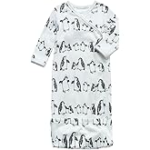 O2 BABY 100% Organic Cotton Kimono Gown with Mittens & Fold-Over Pouch