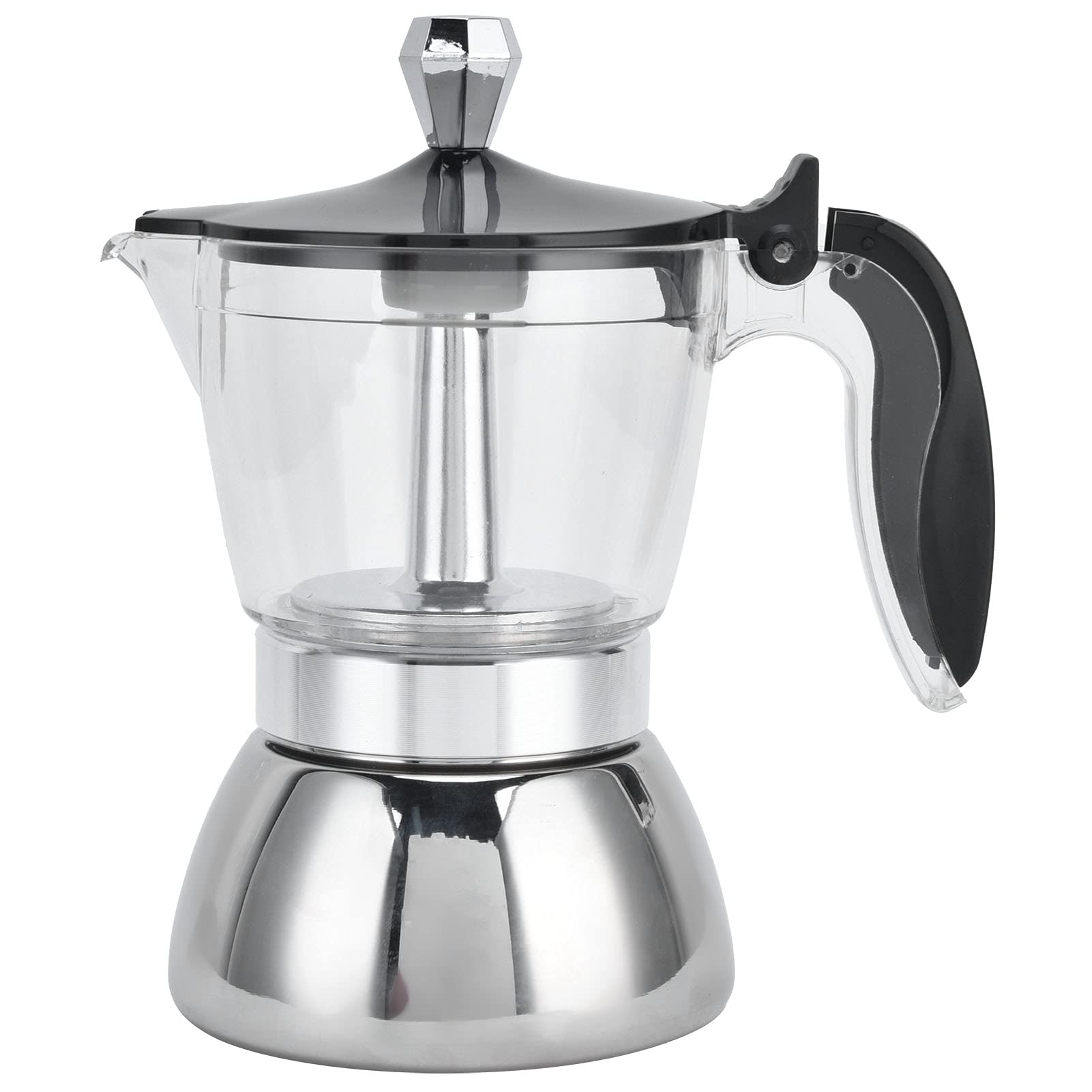 TOPINCN Moka Pot, Coffee Pot Stainless Steel Coffee Maker 200ml/4 Cup(Espresso Cup=50ml), Acrylic Stovetop Moka Pot Kitchen Supplies