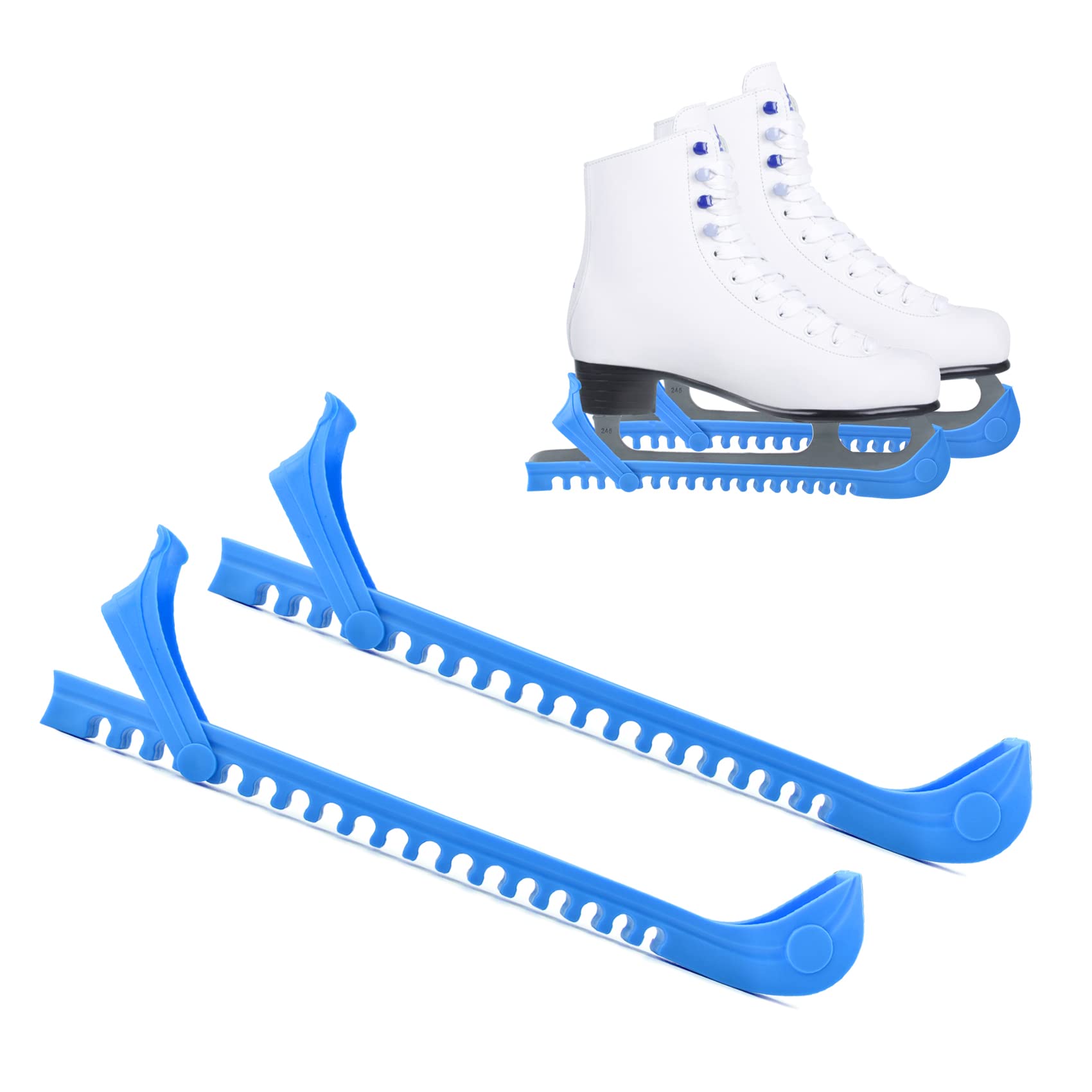Noewmub Ice Skate Guards Ice Skate Blade Covers Skate Blade Protector, 1 Pair of Adjustable Skate Guards for Hockey or Figure Skating (Blue)