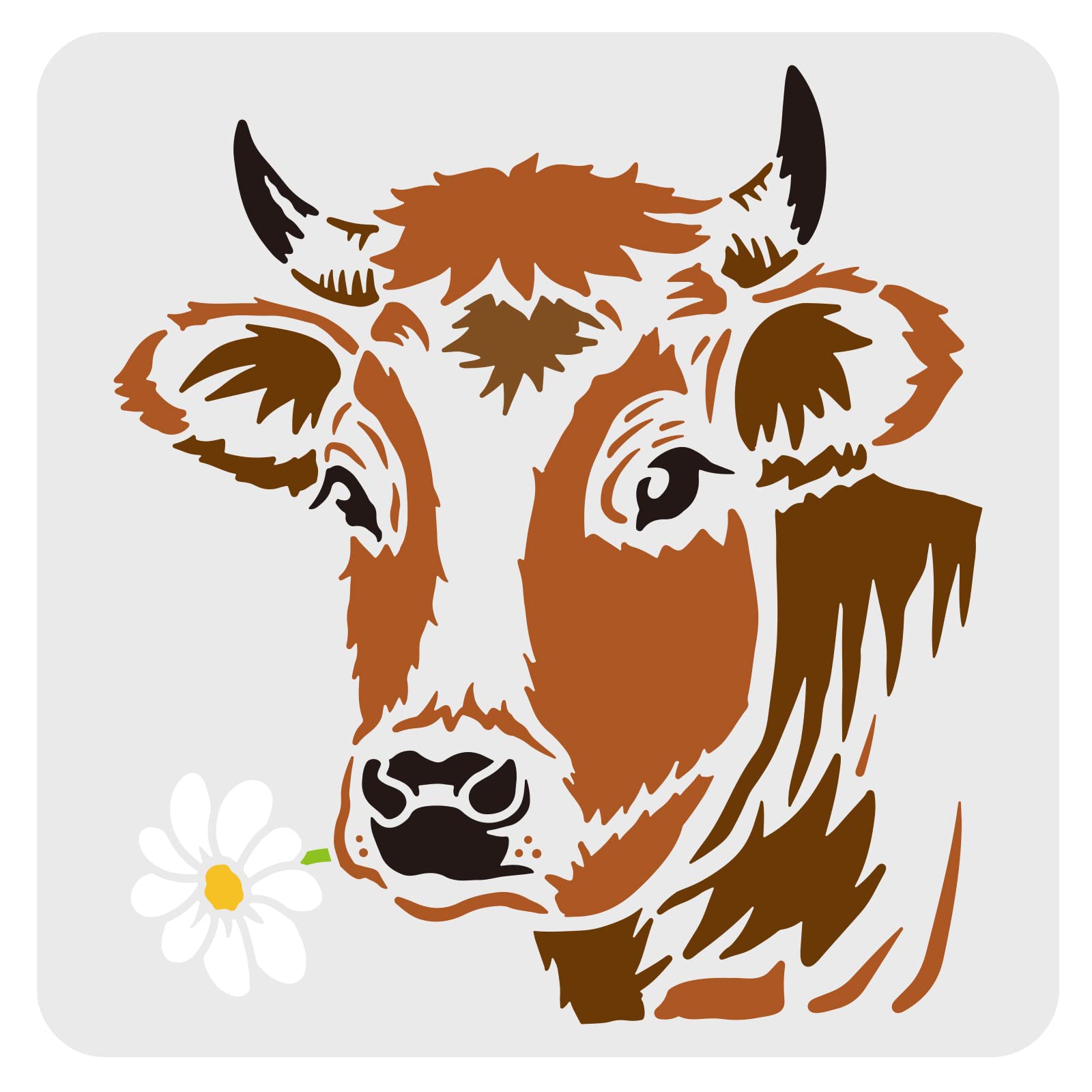 FINGERINSPIRE Cow Flower Stencil - 30x30cm Reusable Cow Head Stencil with Flower Country Farm Design for Painting on Wood, Floor, Furniture, Wall and Paper