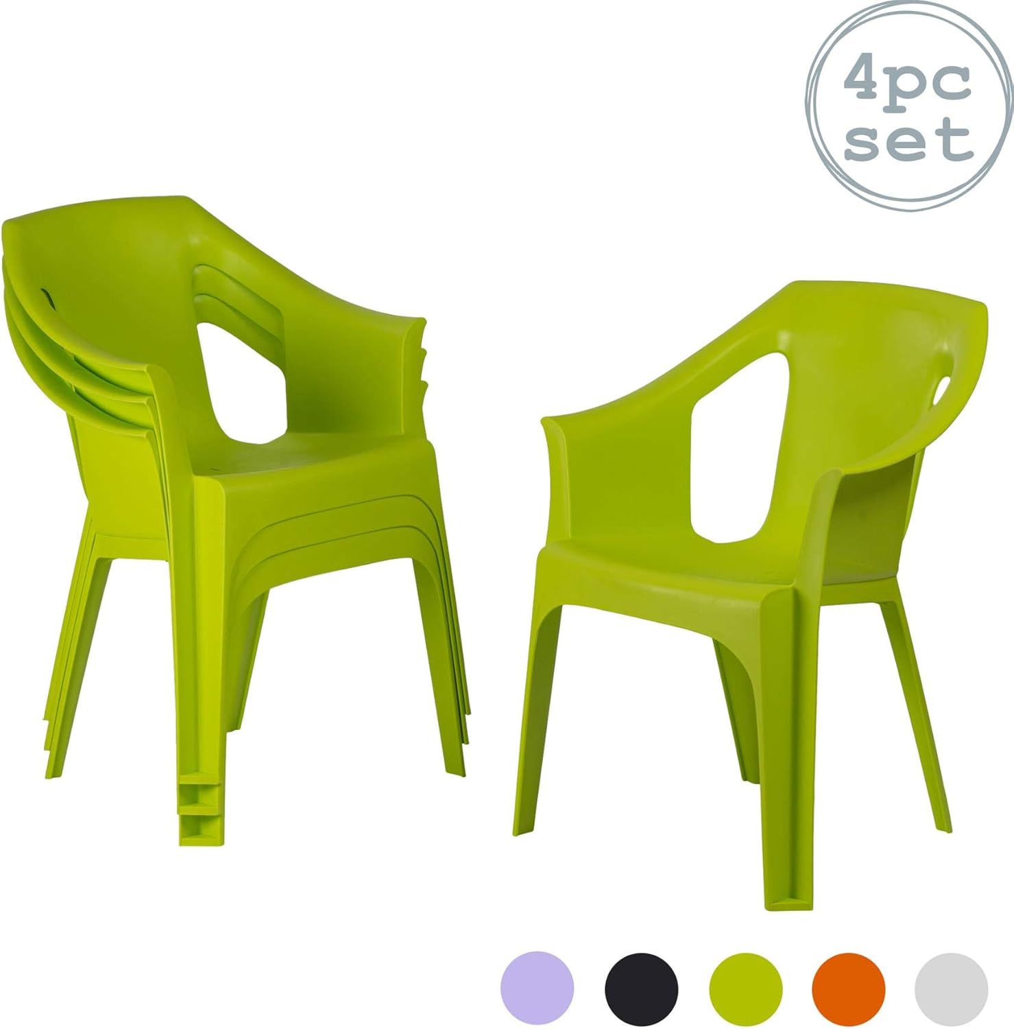 Resol Cool Plastic Garden Chairs Green (Set of 4) Amazon.co.uk