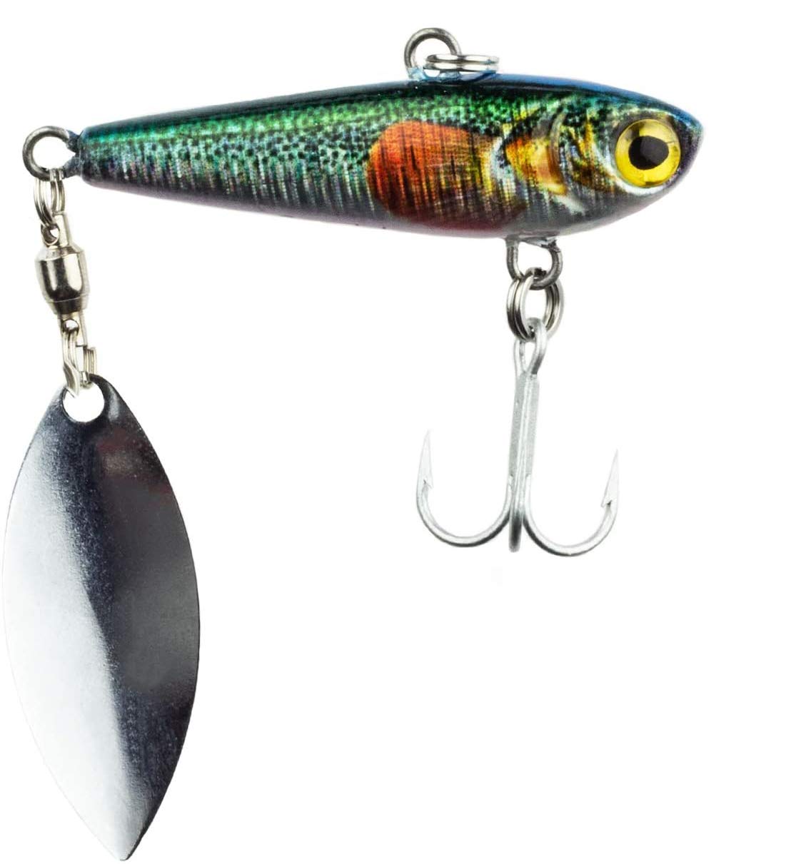 FISHN REALSPINNY spinner bait, jig, weight: 20g, size: 5cm, spinner blade: 3,8cm, artificial bait, for spin fishing for predatory fish such as pike, perch, trout, pike-perch (002 Blue Fin)