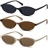KUGUAOK Retro Oval Sunglasses for Women 90s Design Small Cat Eye Sun Glasses UV Protection Y2k Trendy Narrow Shades