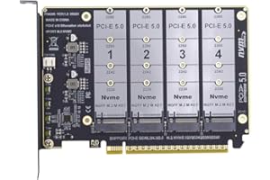 Xiwai NGFF 4X NVME M-Key M.2 SSD to PCIE Express 5.0 Gen5 Gen4 X16 Raid Card Detachable Bifurcation VROC Raid0 Hyper Adapter