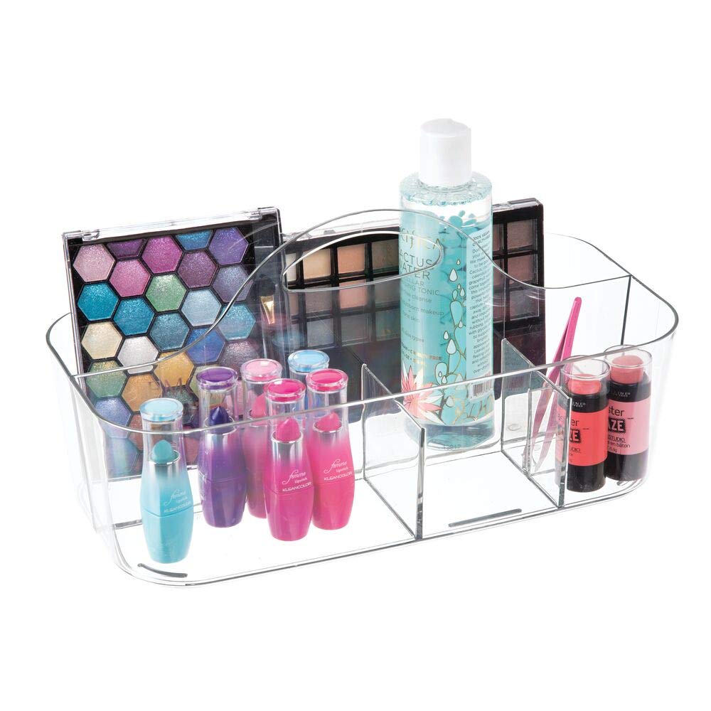 mDesign Plastic Makeup Storage Organizer Caddy Tote Divided Basket