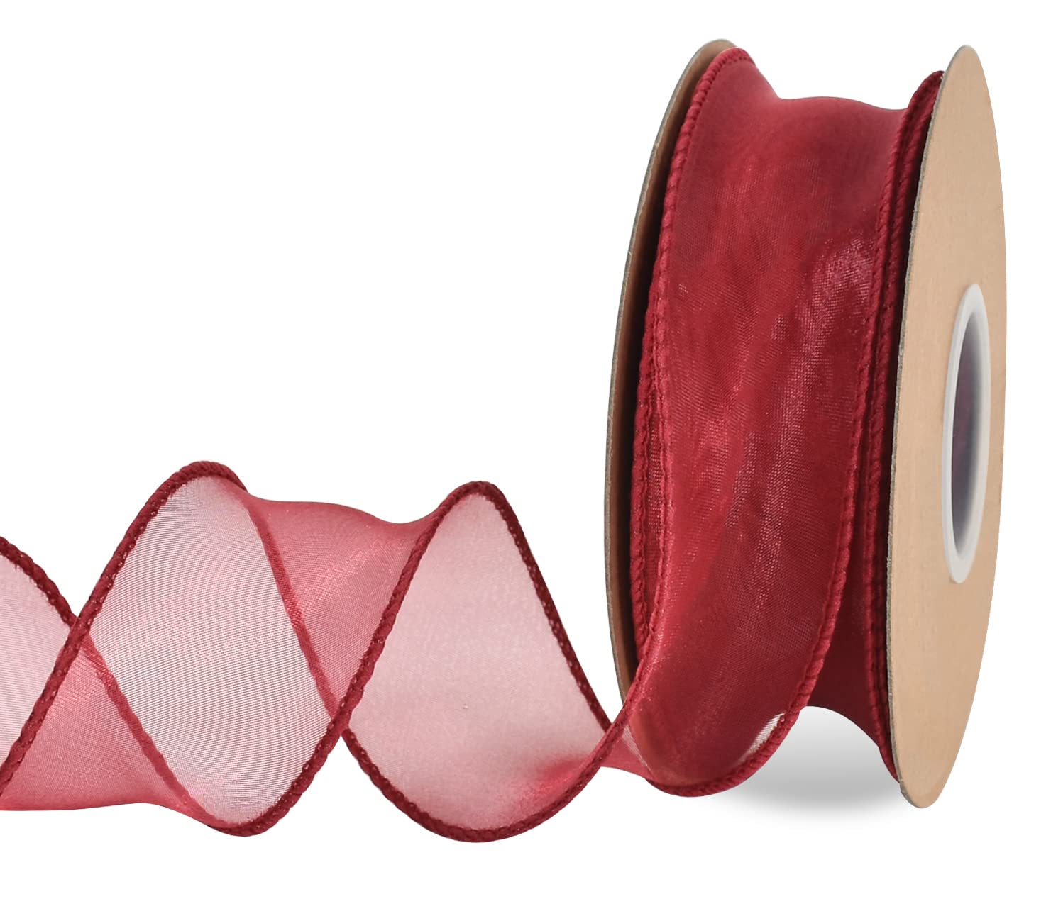 TONIFUL 1-1/2 Inch Wide Red Wired Sheer Organza Ribbons for Crafts Floral Bouquets Wedding New Year Eve Party Decorations Valentine's Day Gift Wrapping Bow Making Tree Wreaths (10yd)