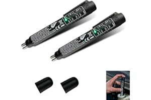 gunhunt 2 PCS Car Brake Fluid Test Pen, DOT 3 DOT 4 DOT 5.1 Brake Oil Diagnostic Test Tool, Brake Fluid Moisture Analyzer with 5 LED Indicators, Universal Test Accessories for Most Cars (Black)