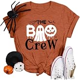 Halloween Shirts for Women Boo Crew Funny Ghost Graphic T Shirts
