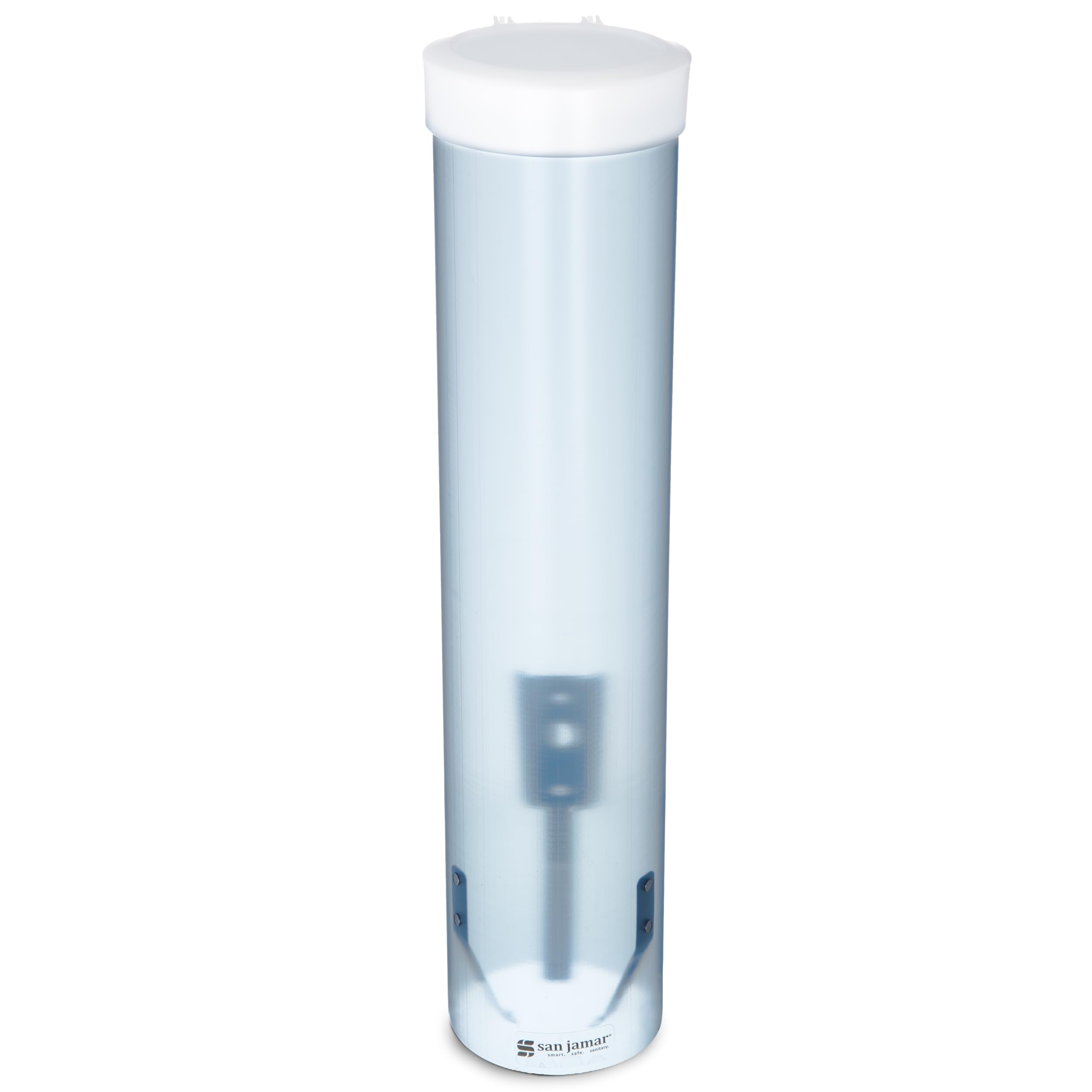 San Jamar C3165 Medium Pull Type Water Cup Dispenser, Fits 4oz to 10oz Cone and Flat Cup Size, 2-1/4" to 3-1/4" Rim, 16" Tube Length, Frosted Blue