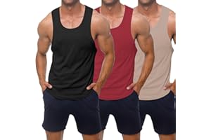 KAWATA Men's Workout Tank Tops Quick Dry Gym Muscle Tees Fitness Bodybuilding Sleeveless T Shirts