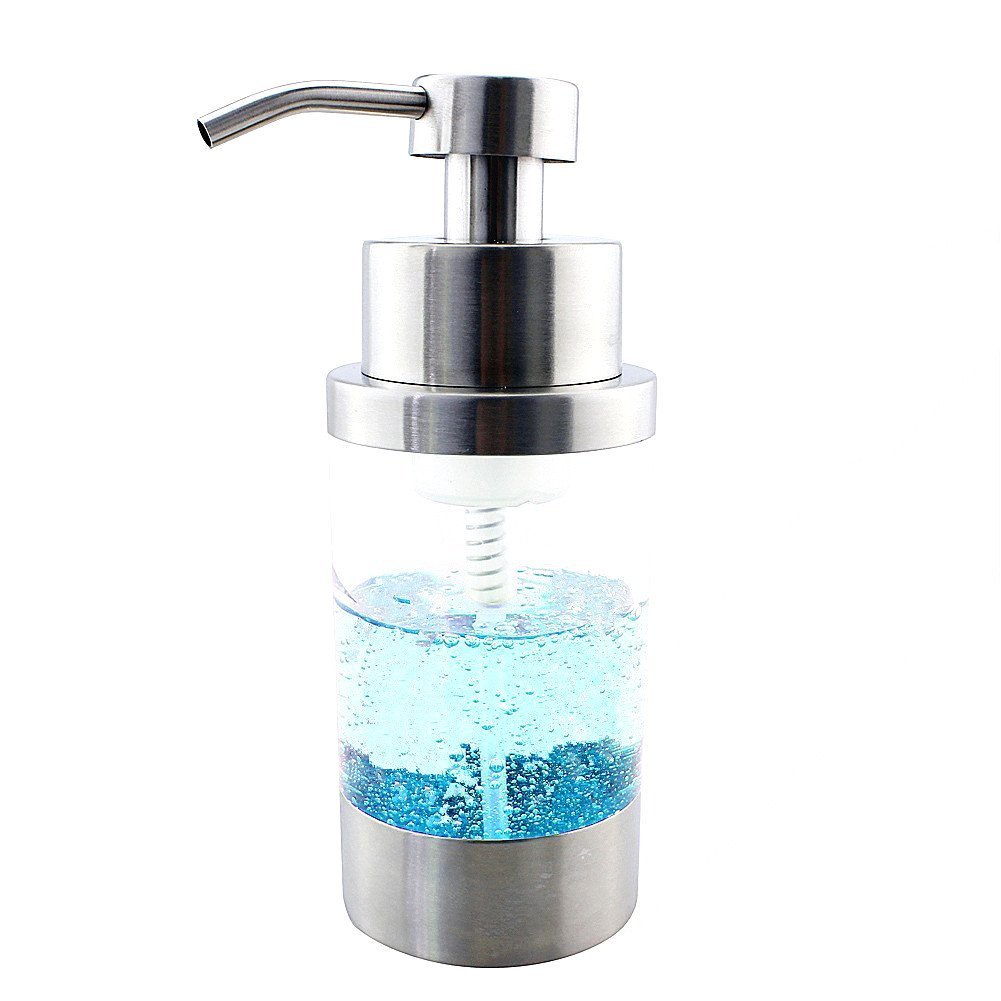 Bathroom Soap Dispenser Pump Mouthwash Classic Clear Brushed Nickel 8.8 oz eBay