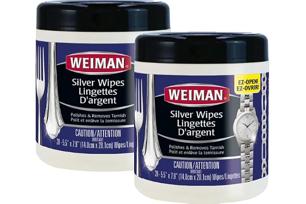 Weiman Jewelry Polish Cleaner, Tarnish Remover Wipes - 40 Count - Use on Silver Jewelry Antique Silver Gold Brass Copper and