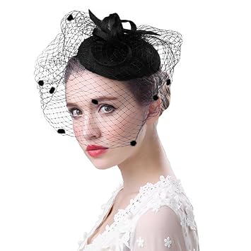 Fascinator Veil With Hair Clip Bowler Mesh Pillbox Hat Bridal