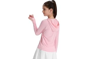 CHALLMOTI Girl's Rash Guard Swim Shirts Sun Shirt Hoodie UV Protection Long Sleeve Tops Quick Dry Lightweight UPF 50+