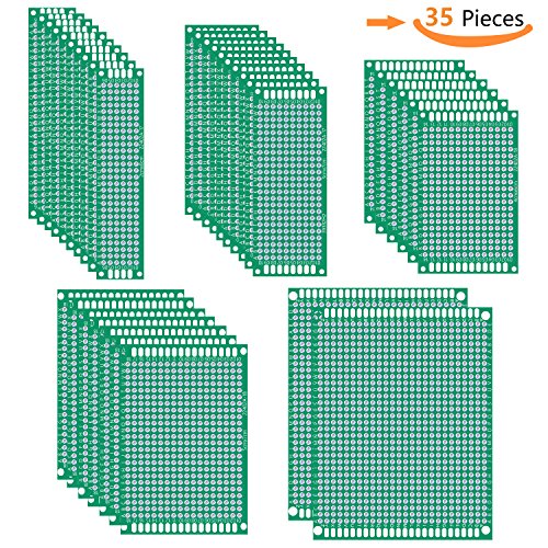 Quimat 35Pcs Double-sided PCB Board Prototype Kit, Universal Printed Circuit Board with 5 Sizes for DIY Soldering and Electronic Project QY21 - Thumbnail 6