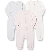Amazon Essentials Unisex Babies' Cotton Zip-Front Footless Sleepsuit, Pack of 3