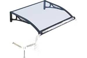 GGNEBAI Awning for Door Entrance,32x48 Inch Awnings for Doors with Drainage Sink,Window Canopy Exterior with Aluminum Alloy Bracket,Solid Polycarbonate Cover,UV,Rain,Snow Protection for House,Porch,Patio,Deck