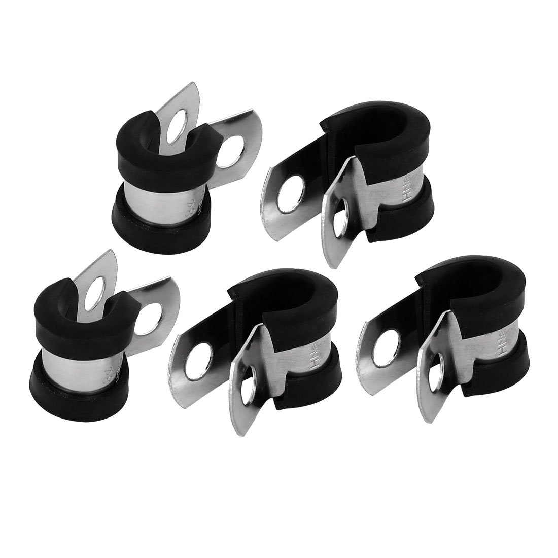 Sourcingmap 8mm Dia EPDM Rubber Lined P Clips Cable Hose Pipe Clamps Holder 5pcs
