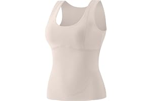 HGps8w Bulit-in Bra Thermal Tank Top for Women Scoop Neck Fleece Camisole Warm Base Layer Vest Winter Sleeveless Undershirts