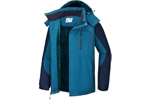 CAMEL CROWN Men's Ski Snow Jacket Waterproof Winter Snow Coat Windproof Warm Fleece Lining Hooded Parka Rain Jacket