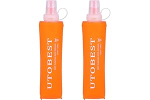 UTOBEST Soft Flask, 2 Pack Soft Flask Running Bottles 250ml,TPU Foldable Running Flask, Portable Collapsible Flask Handheld for Travel Traveling Hiking Cycling City Walk Orange