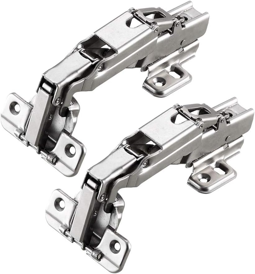 AOLISHENG 175 Degree Kitchen Cabinet Hinges Soft Close 35mm, Full Overlay, 1 Pair, Silver, 175°/Full Overlay (1 Pair)