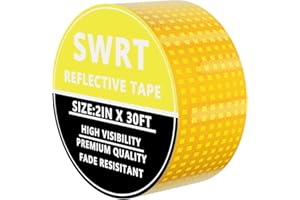 SWRT Reflective Tape 2 Inch x 30 Feet DOT-C2 Shining Star Fade Resistant Yellow Reflective Tape Outdoor Waterproof Strong Adhesive Safety Warning Tape Reflector Conspicuity Tape for Trailer Truck Bike