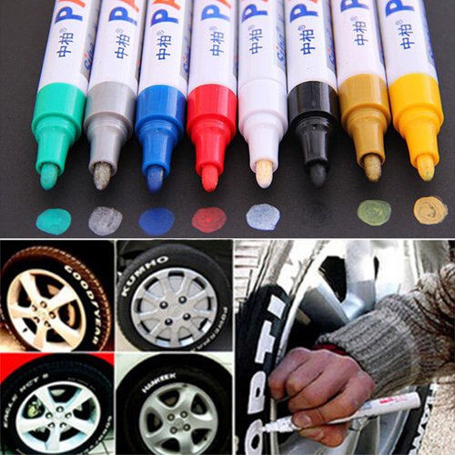 yanbirdfx 12 Colors Waterproof Car Tyre Tire Tread Rubber Metal Permanent Paint Marker Pen White