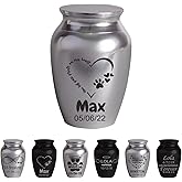 Personalized Cremation Keepsake Pet Ashes Mini Urn Waterproof with Airtight with Airtight Closure Customized Text Engraving Vase Container Memorial Dog (You Left paw Prints on My Heart)