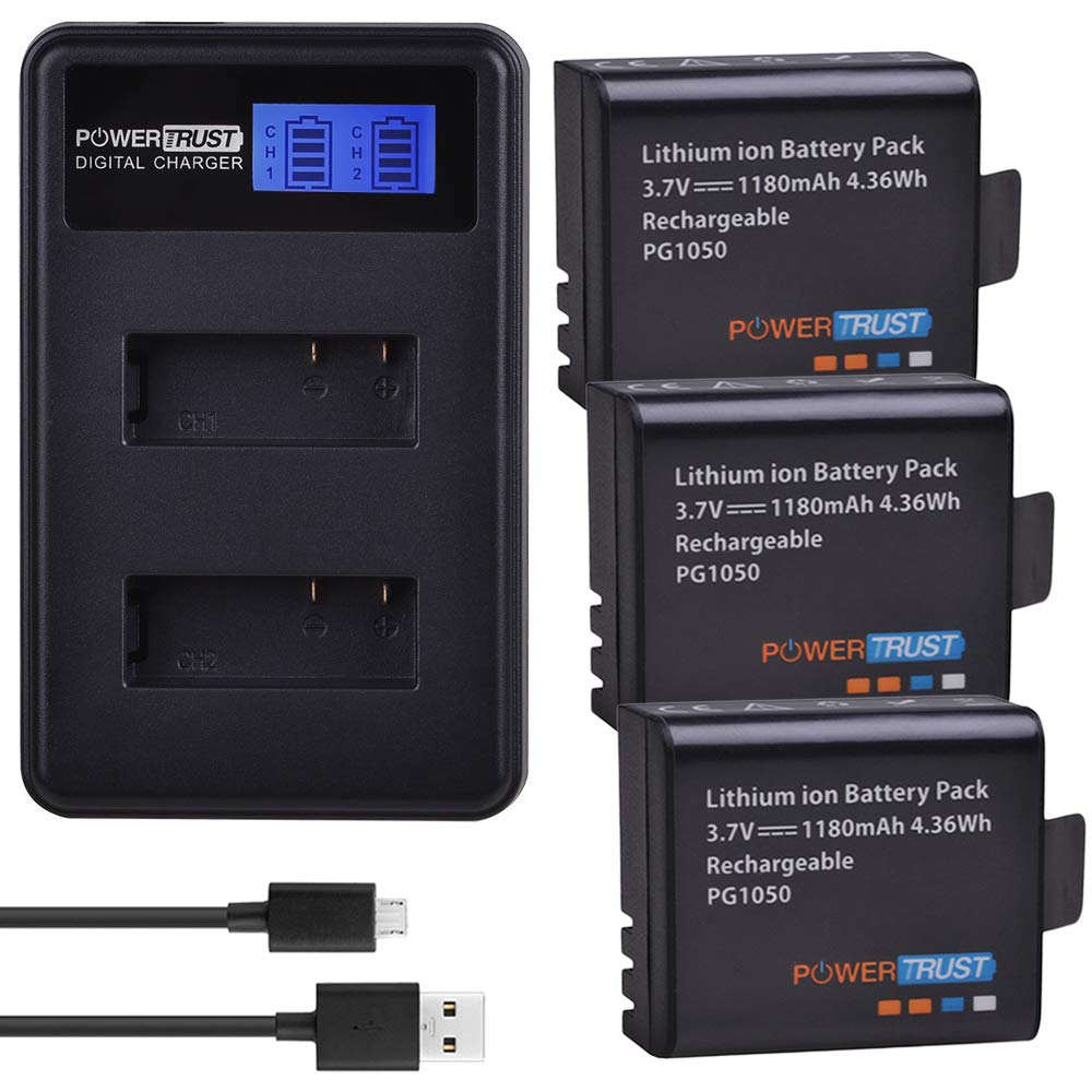 PowerTrust 3Pack PG1050 Battery Akku and LCD Dual