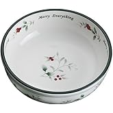 Pfaltzgraff Winterberry Hard Dolomite Candy Tidbit Dish Bowl (7-Inch) - , Red/Green /White