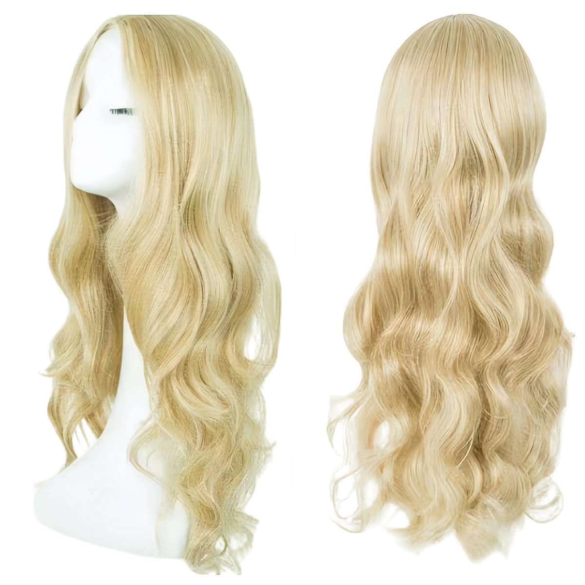SDXCJY Blonde Wig Wave Long Curly Wigs for Women Girls 27’’ Long,Women's Charming Full Hair Replacement Synthetic Hair Wigs,Ladies Fancy Dress Wig for Cosplay Party and Daily Use.