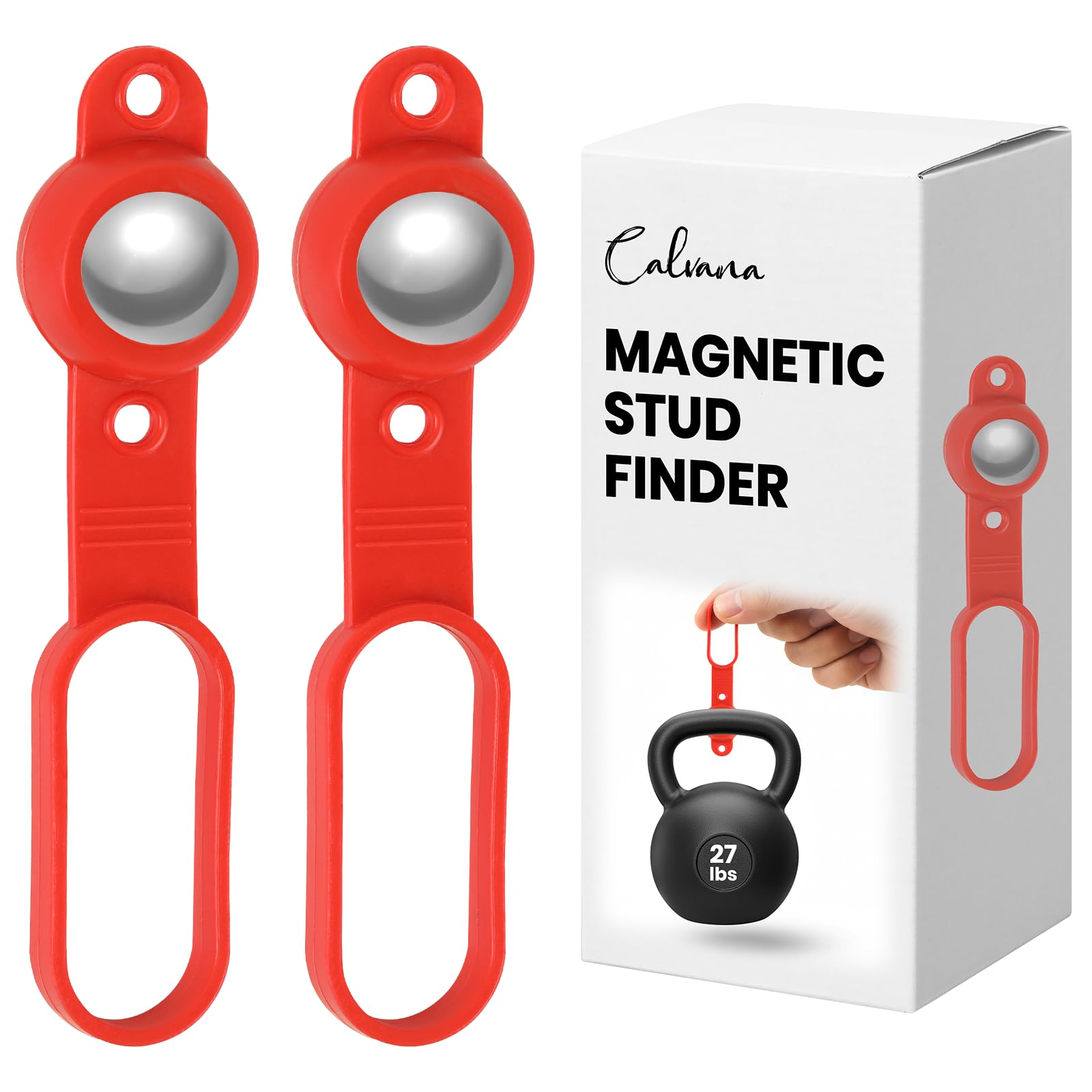 View 1 of (2-Pack) Calvana Magnetic Stud Finder - 27 lbs of Pull Power Stud Ball, Detects Nails, Screws, and Metal, Through 5/8" Drywall, Wood or 3/4" Plywood Paneling, No Batteries Required, 52300