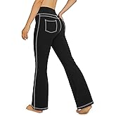 G4Free Flare Yoga Pants for Women High Waisted Bootcut Dress Pants with Pockets Casual Work (Black,S,33")