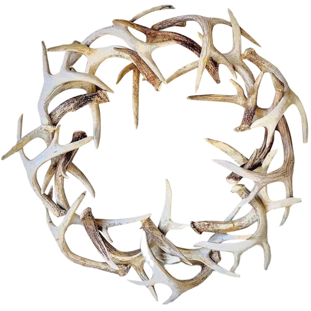 Beavorty Christmas Antler Wreath - Resin Material - Rustic Farmhouse Door Wreath for Christmas Home Wall Decoration