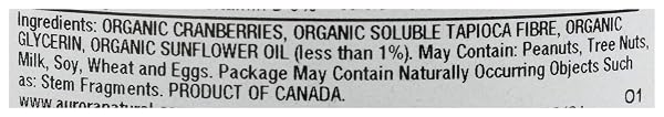 AURORA PRODUCTS ORGANIC DRIED CRANBERRIES, 9 OZ
