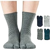 UBUMO Men's Flip Flop Socks Tabi Split Toe Geta Wicking Cotton Pack of 4