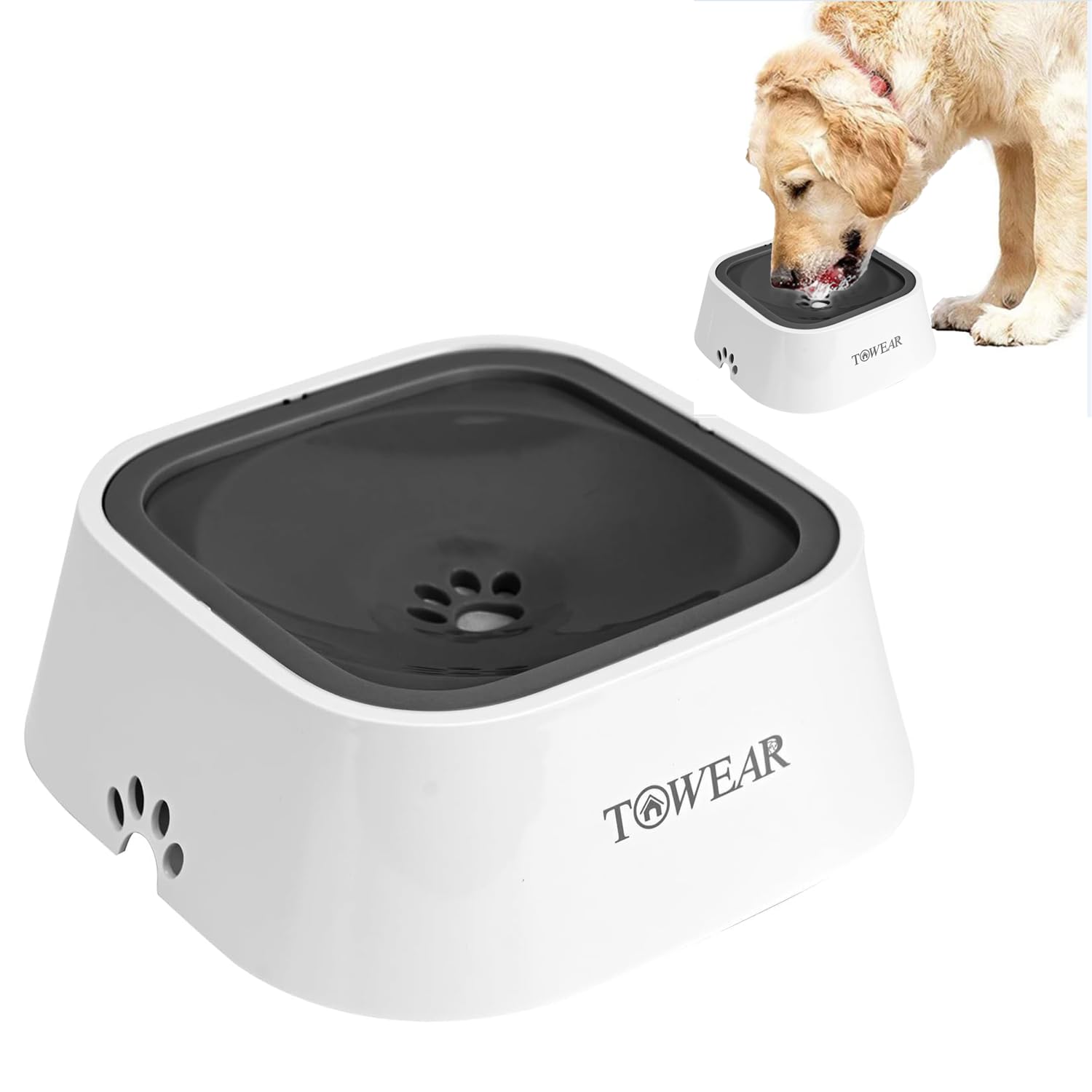 No Splash Dog Water Bowl with Floating Disk, 1.5L Slow Drinking Feeder, Anti-Overflow Anti-Choking No Spill Pet Water Bowl For Dog Cat Puppy Kitten (Black) — image 1