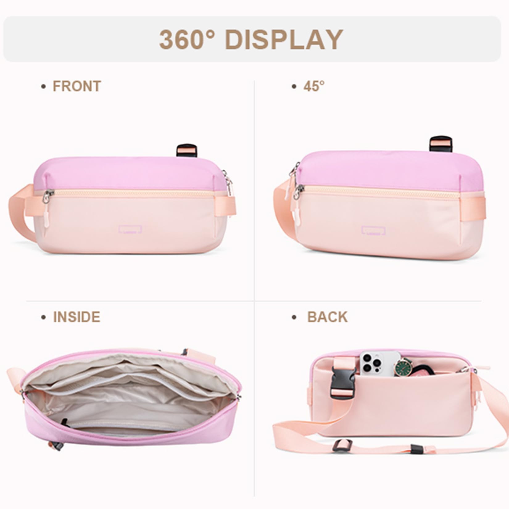 LABOMO Fanny Pack Crossbody Bag for Women, Water-resistant Sling Bag with Adjustable Strap, Fashion Waist Pack for Traveling Hiking