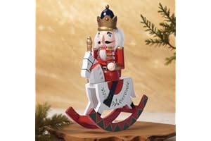 Sheaifun Nutcrackers Christmas Decoration Indoor Christmas Decor Wooden Nutcrackers Rocking Horse King Nutcrackers Figures Party Table Top Decorations for Living Room 8.5 * 2.9 * 10 in